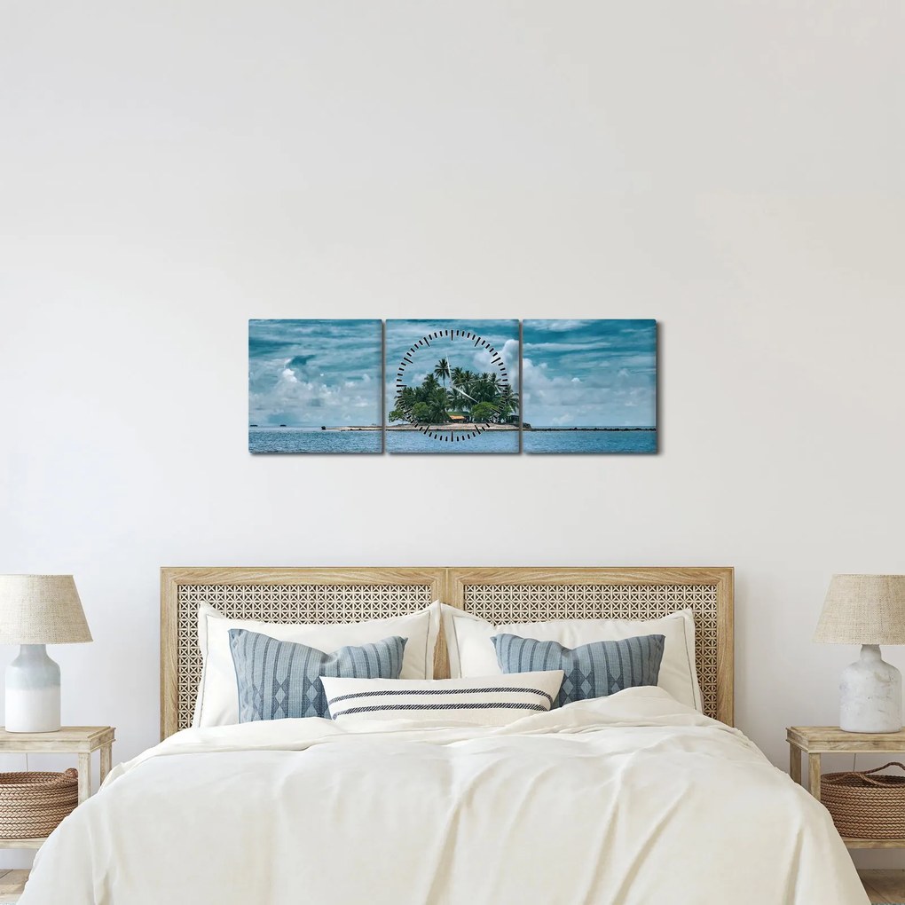 Kép - sziget a tengeren (órával) (90x30 cm)