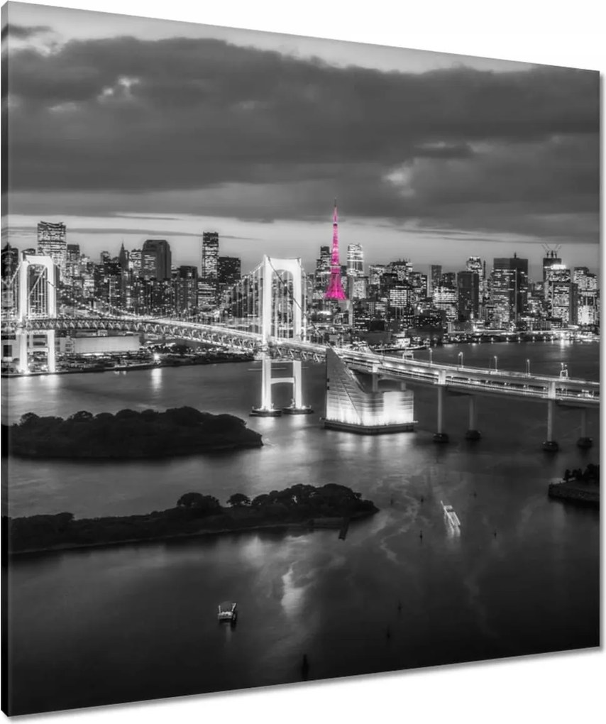 Vászonkép 80x80 Rózsaszín Eiffel-torony híd