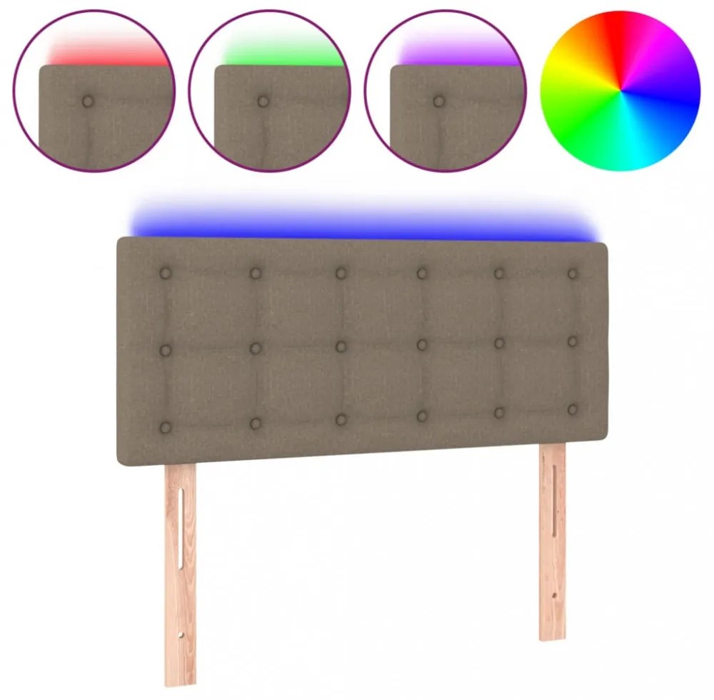 tópszínű szövet LED-es fejtámla 80 x 5 x 78/88 cm