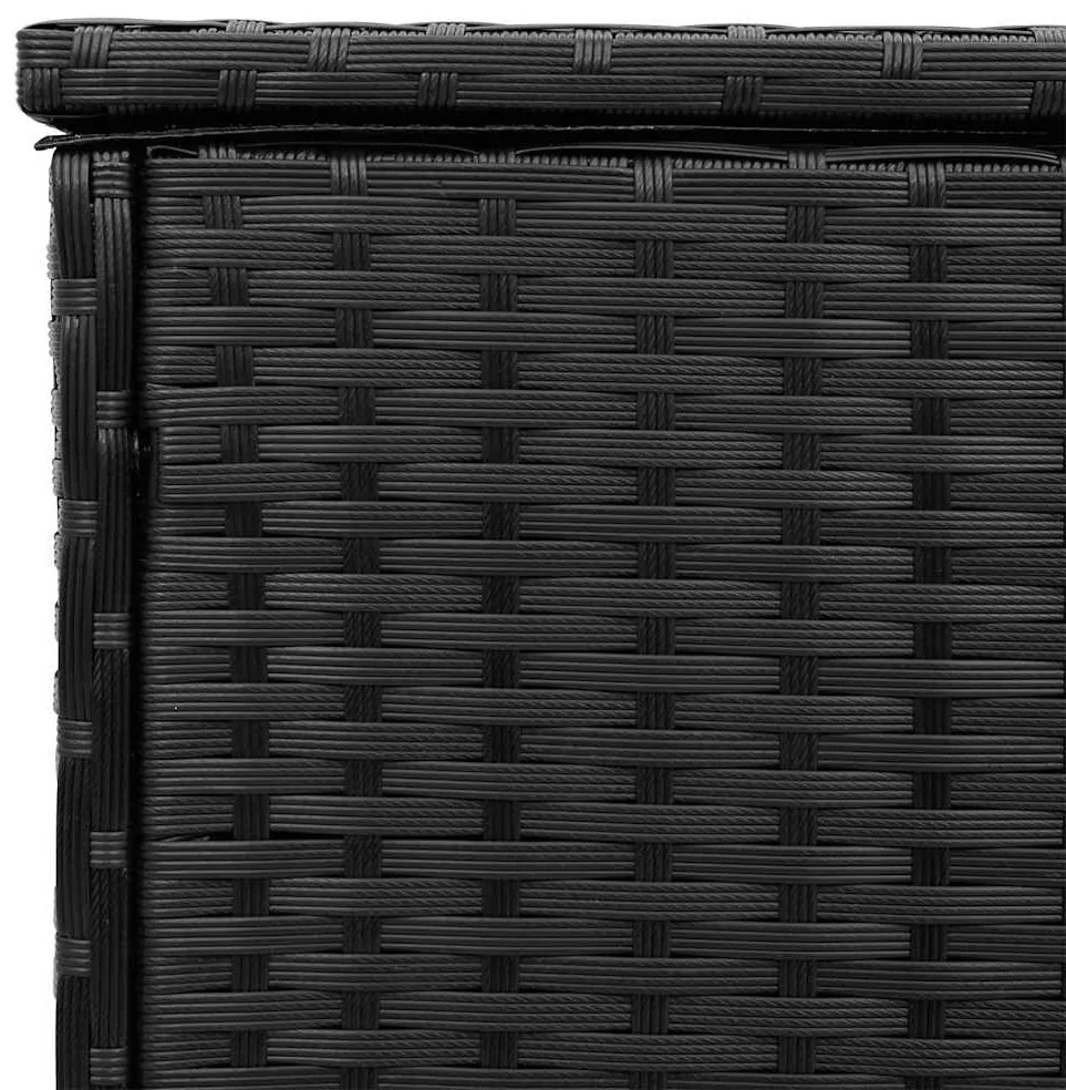 fekete polyrattan kültéri párna doboz 100x55x55,5 cm