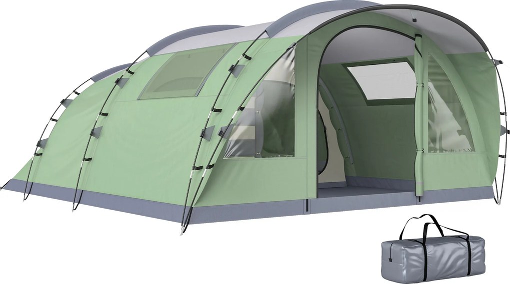 Outsunny családi alagútsátor 2–4 főnek — 196 cm belmagasság, 2 háló, 3000 mm vízoszlop | Aosom