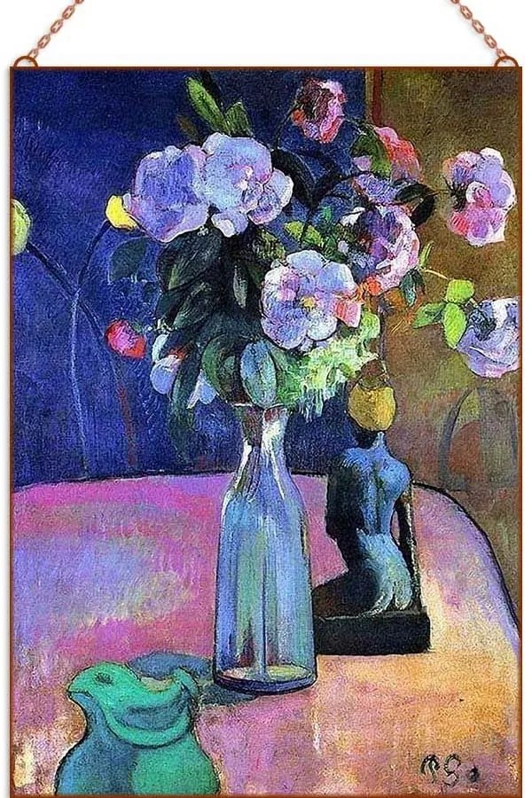 Paul Gauguin - Roses and statuette üvegkép, falikép