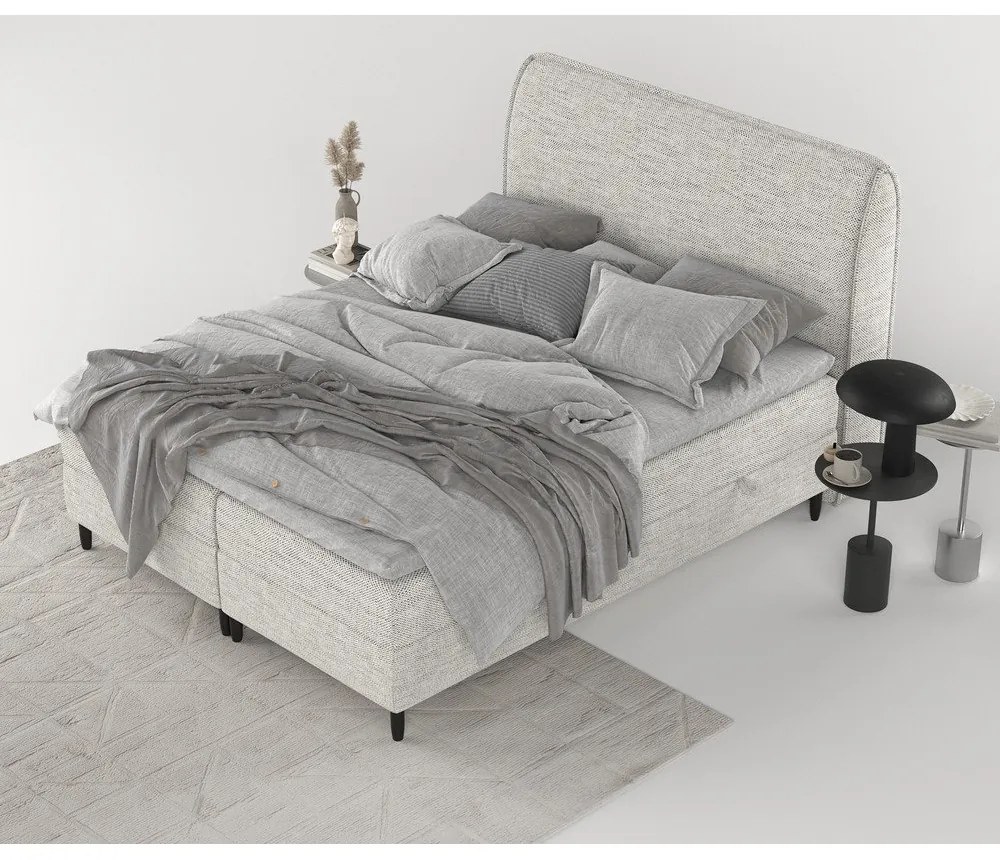 Világosszürke ágyneműtartós boxspring ágy 140x200 cm Melba – Maison de Rêve