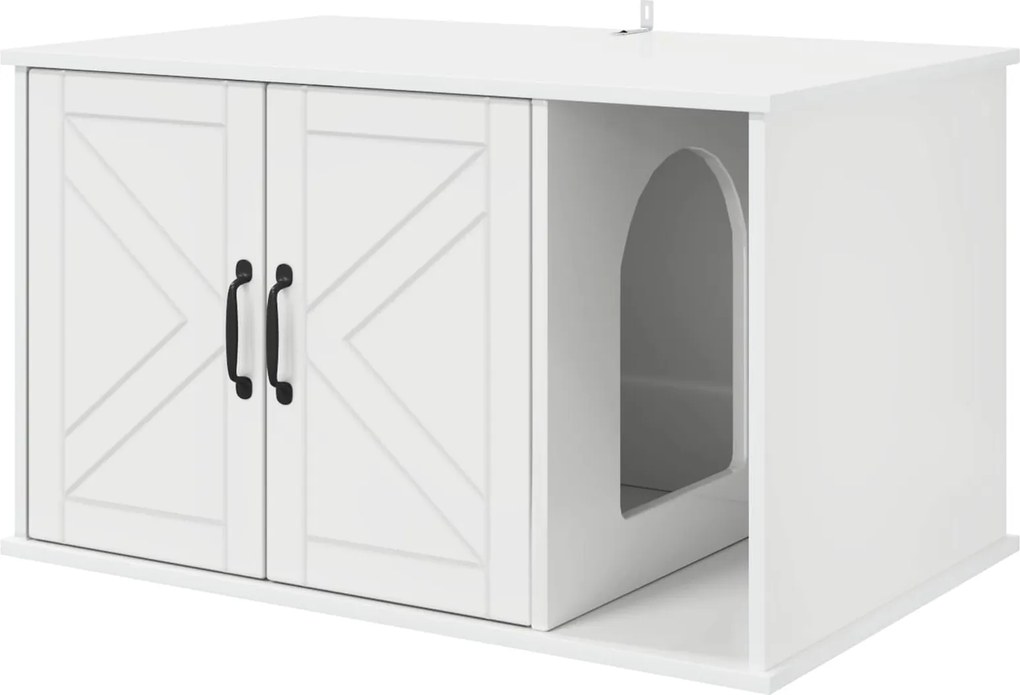 vidaXL Macska Ház Fényes Fehér 85 x 55 x 50 cm Faanyag