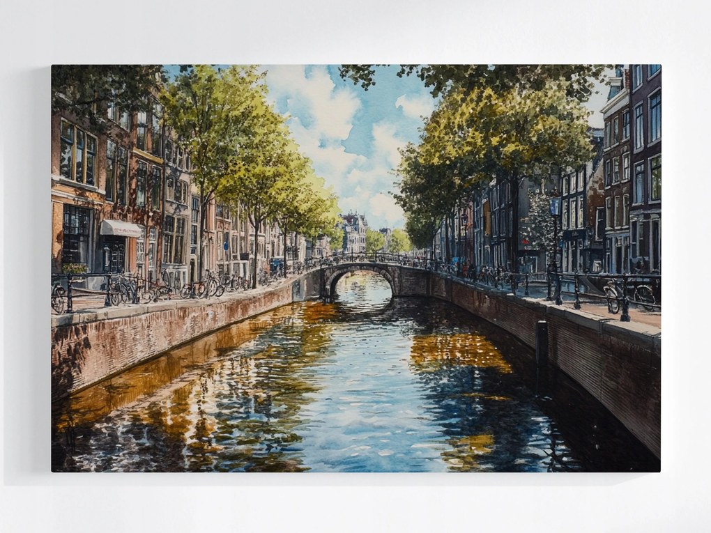 Vászonkép Kilátás Amszterdam Hollandia Csatorna Híd 120x80