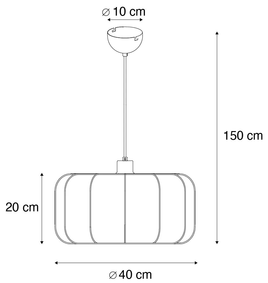 Japandi függőlámpa fekete-fehér 40 cm - Madleine