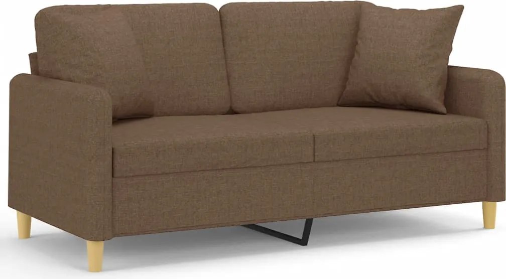 vidaXL 2 személyes barna szövet kanapé díszpárnákkal 140 cm