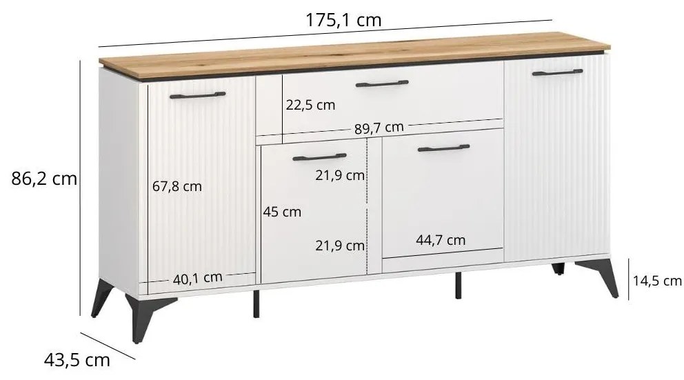 Komód Vejares 2 (fehér + evoke tölgy) . 1116992