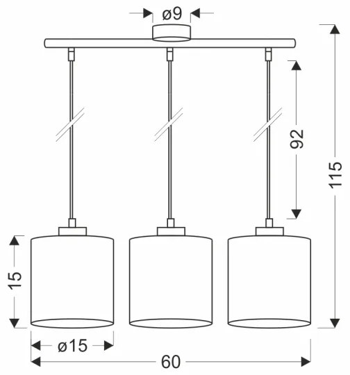 Csillár zsinóron PATTI 3xE27/60W/230V zöld