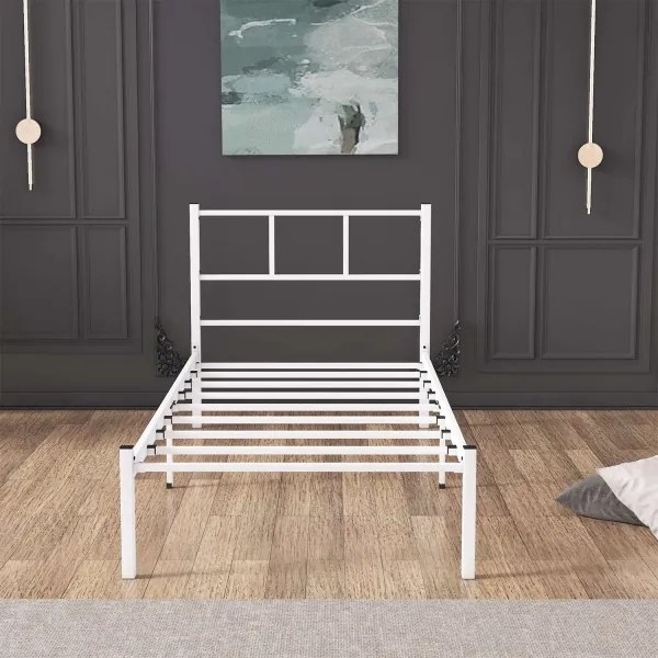 ROVAN masszív fém egyszemélyes ágy 90x200 cm, fehér, teherbírás 120 kg