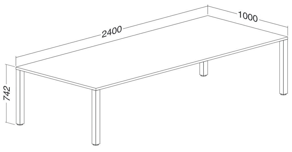 ProOffice tárgyalóasztal 240 x 100 cm, fehér