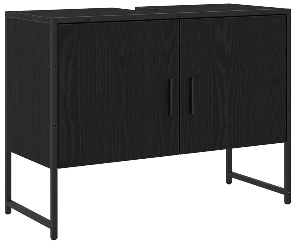 Fürdőszobai mosdószekrény Fekete tölgy 80x33x60 cm Mérnöki fa