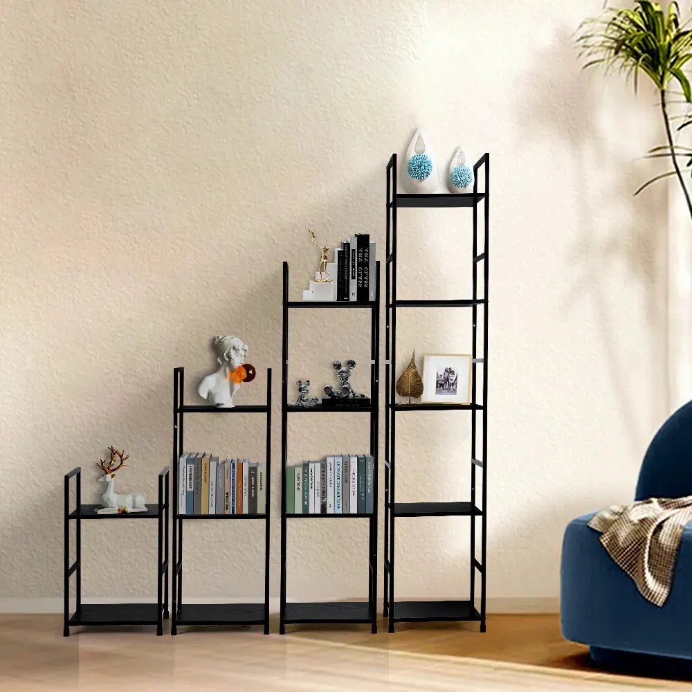 Intenso Home 2 szintes nyitott könyvespolc / éjjeliszekrény 29 x 48cm (Fekete) | Univerzális tároló állvány fém lábakkal