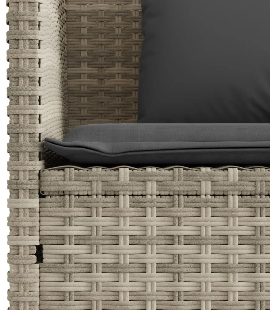 világosszürke polyrattan kerti pad párnákkal
