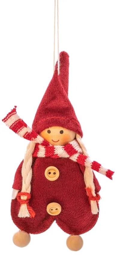 Textil kézzel készített karácsonyfadísz 13 cm Gnome Girl – Sass & Belle