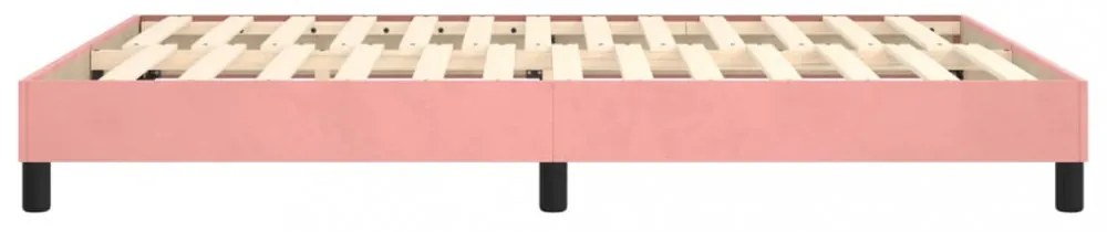 rózsaszín bársony rugós ágykeret 140 x 190 cm
