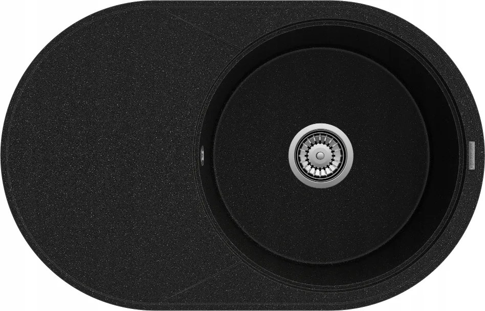 Kerek Konyhai Gránit Mosogató 1 Kamrás Nagy Csepegtető Szifon Króm Savio