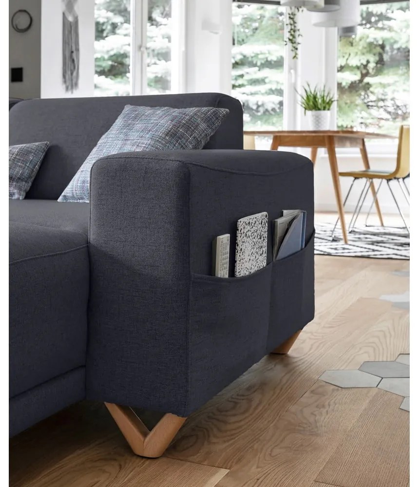 Antracitszürke kinyitható-tárolóhelyes sarokkanapé (bal oldali-U alakú) Classy Sophie – Miuform