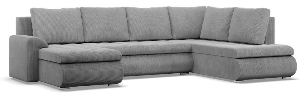 Tokio U sarokkanapé, 3 ágyneműtartóval, kordbársony, jobboldali, szürke