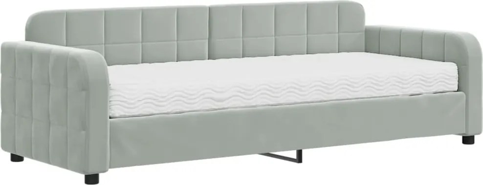vidaXL világosszürke bársony kanapéágy matraccal 80 x 200 cm