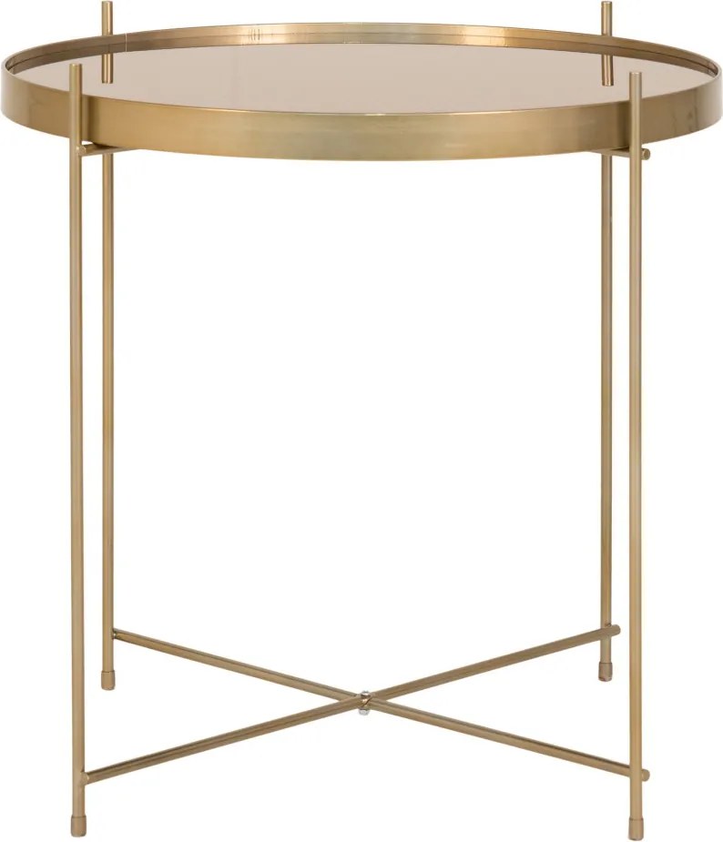 Venezia dohányzóasztal, üveg, sárgaréz színű acél 48x48cm