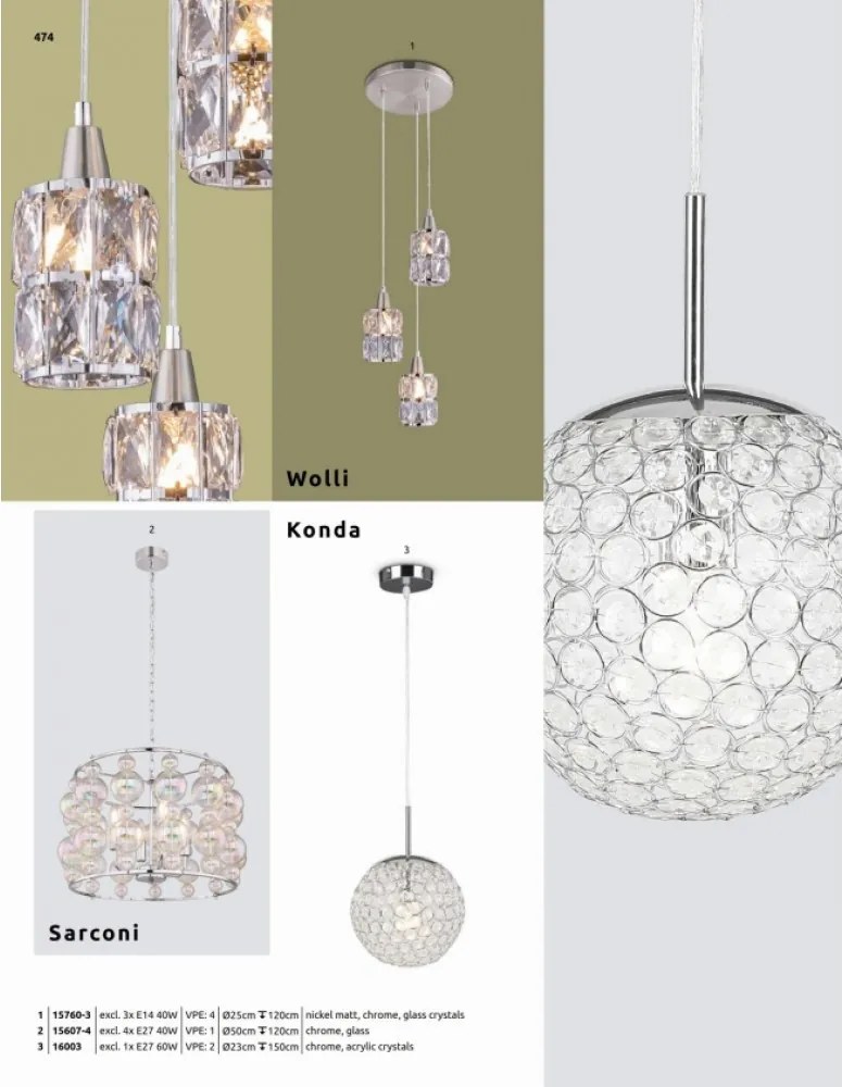 Függeszték Matt nikkel WOLLI GLOBO-15760-3