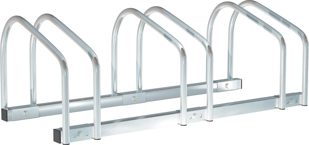 HOMCOM Bicikli Parkoló Állvány Acél Bicikli Tartó Padlón vagy Falon Beltéri és Kültéri Parkoláshoz 76x33x27 cm Ezüst | Aosom