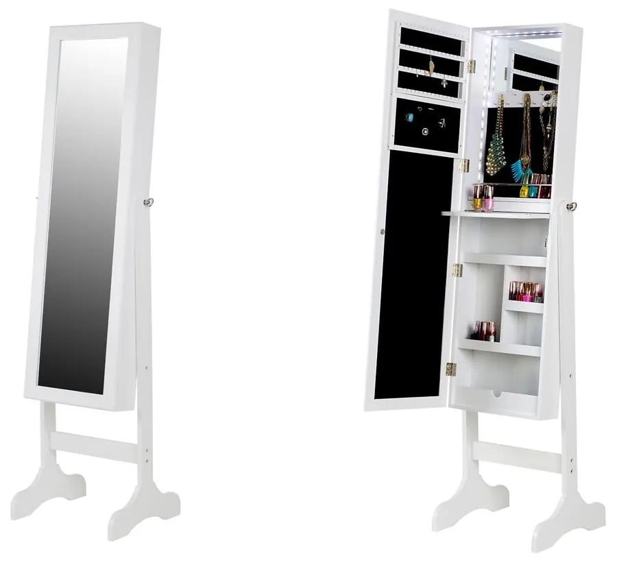 Bien fehér ékszertartó szekrény tükörrel és LED világítással - Chez Ro