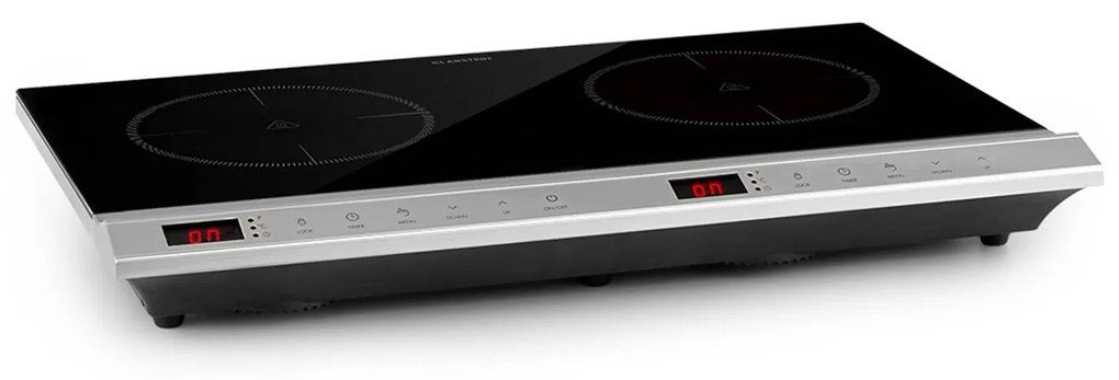 Klarstein MisterCook Duo, infravörös főzőlap, 3000 W, 90-650 ° C, kikapcsolás időzítő, ezüst