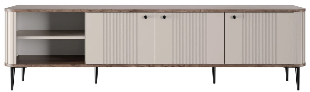 Vesper 3D TV szekrény 187 cm - kasmír / dió / fekete lábak