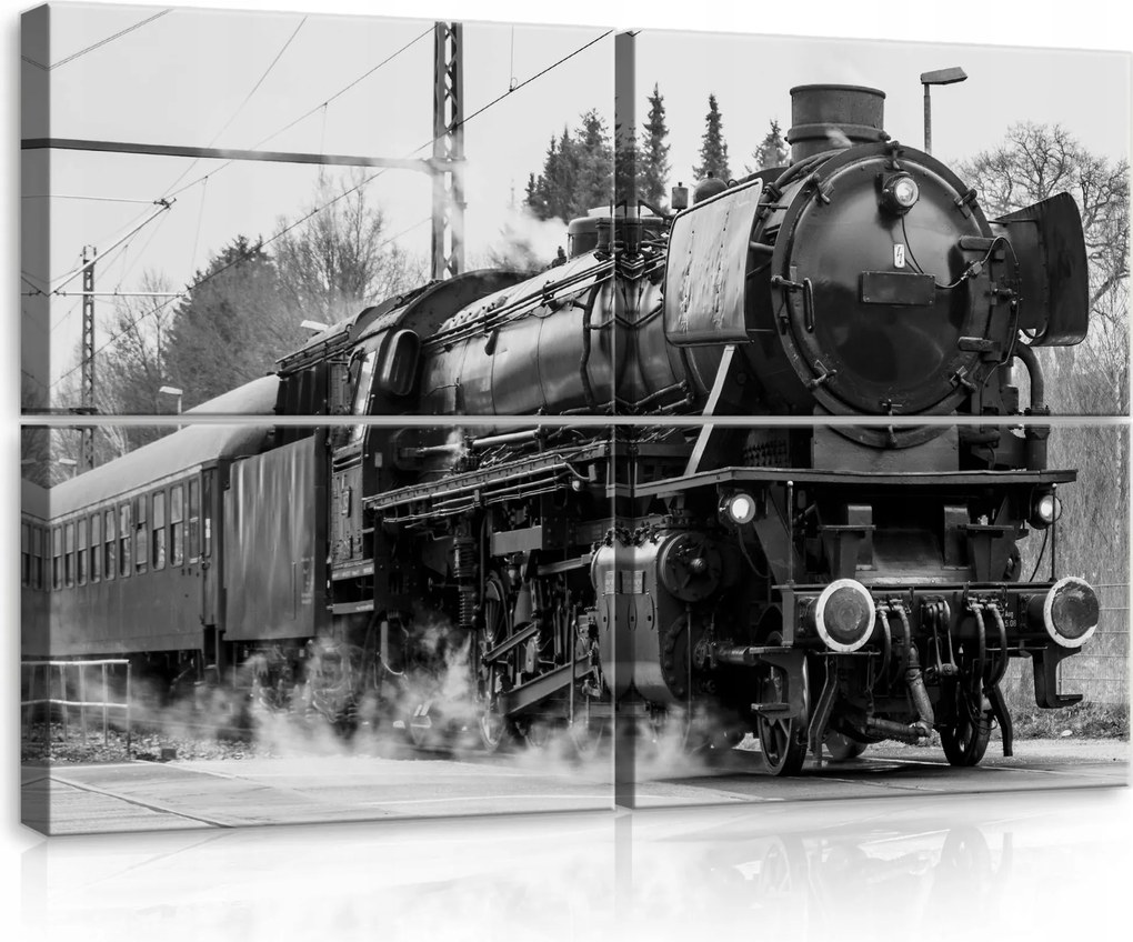 Vászonkép 120x80 Gőzmozdony mozdony vonat vasút gőz füst retro ipar