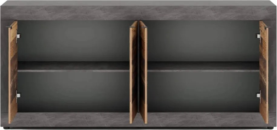 BLAGO komód 180 cm sötét tölgy/fekete