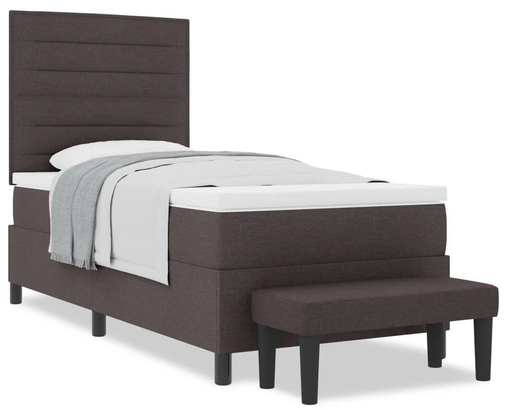 Box Spring Ágy Matraccal és Pad Dark Brown 80x200 cm Szövet