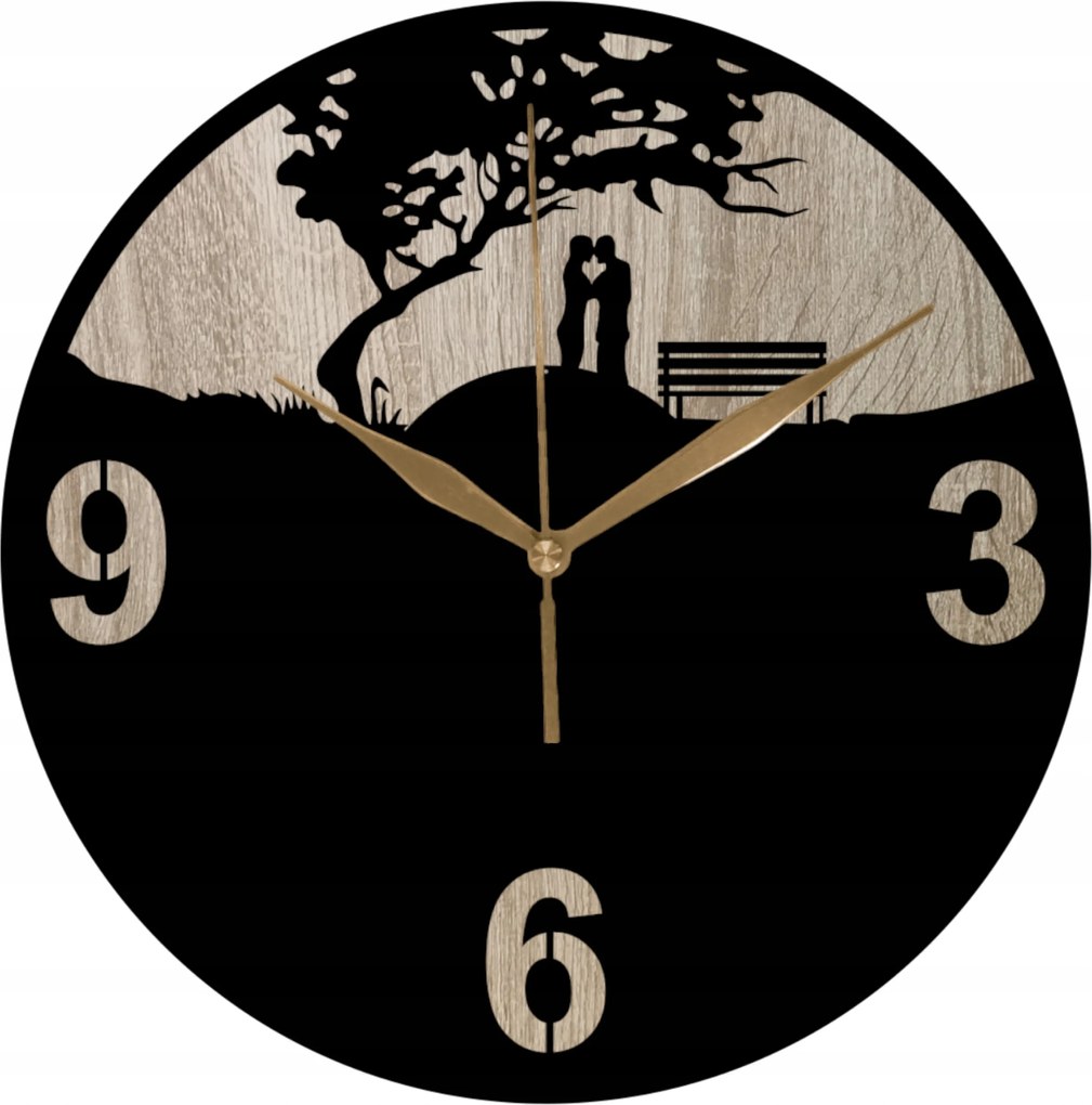 Falióra Fa Kerek Szerelmes Pár Valentin napi Ajándék 35 cm