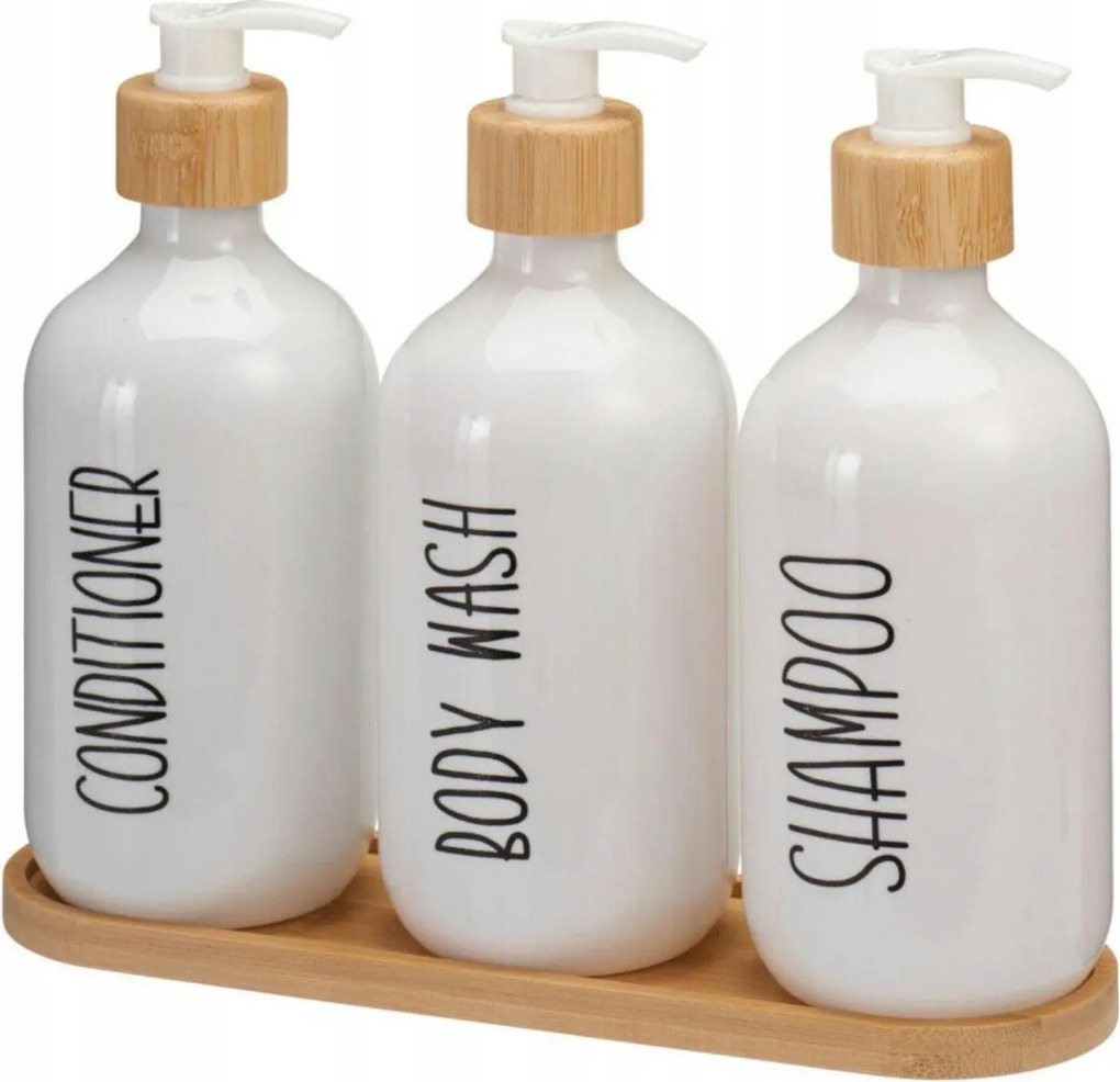 Fürdőszobai adagoló szett Fehér 3x500 ml Balzsam Sampon