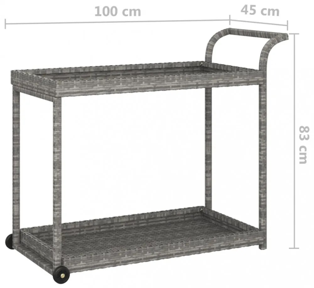 szürke polyrattan bárkocsi 100 x 45 x 83 cm