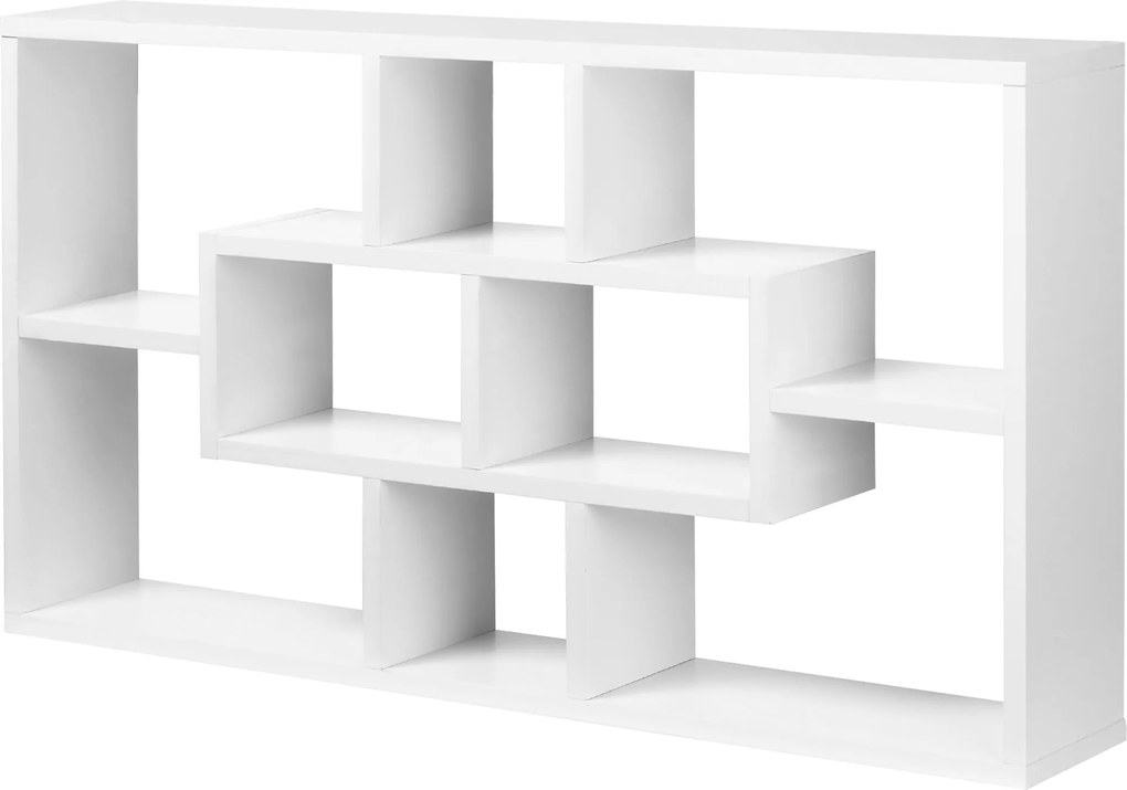 HOMCOM Dekoratív Fali Polc 8 Polcból Álló Polcok CD-khez 85x14.5x47.5cm 20kg Teherbírással Fa | Aosom