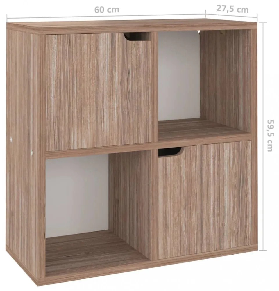 szürke-sonoma színű szerelt fa könyvespolc 60 x 27,5 x 59,5 cm