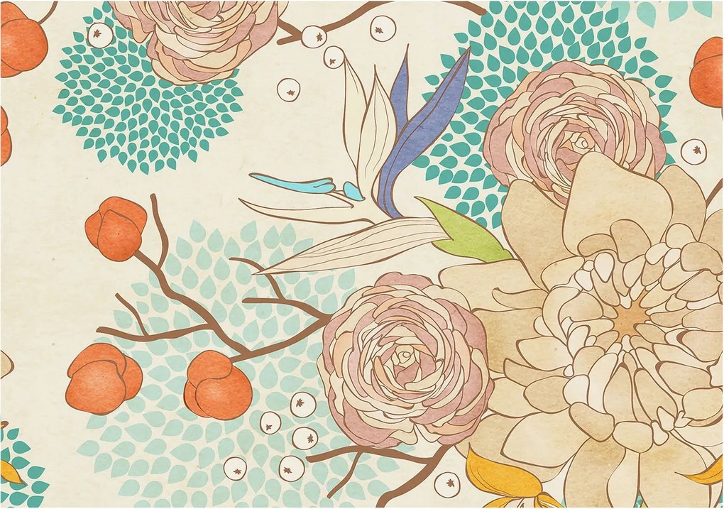 Fotótapéta Flizelin Dekoratív tapéta Virágos fantázia 208x146 Ragasztó