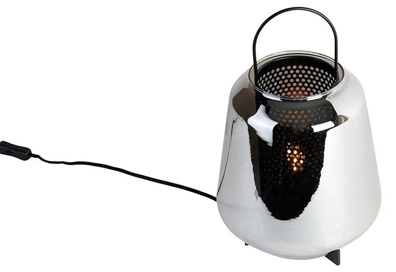 Art Deco asztali lámpa fekete füstüveggel 23 cm - Kevin