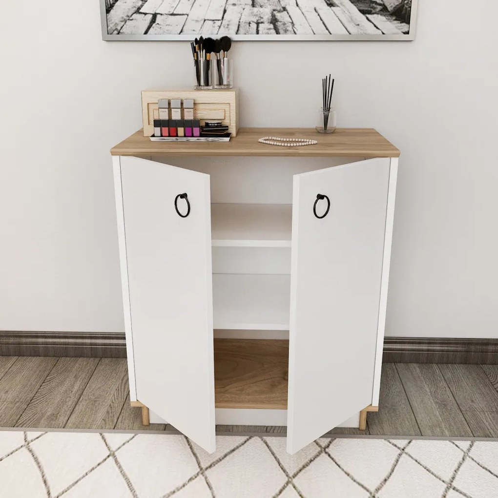 Nüanse komód, fehér-dió, 72 cm