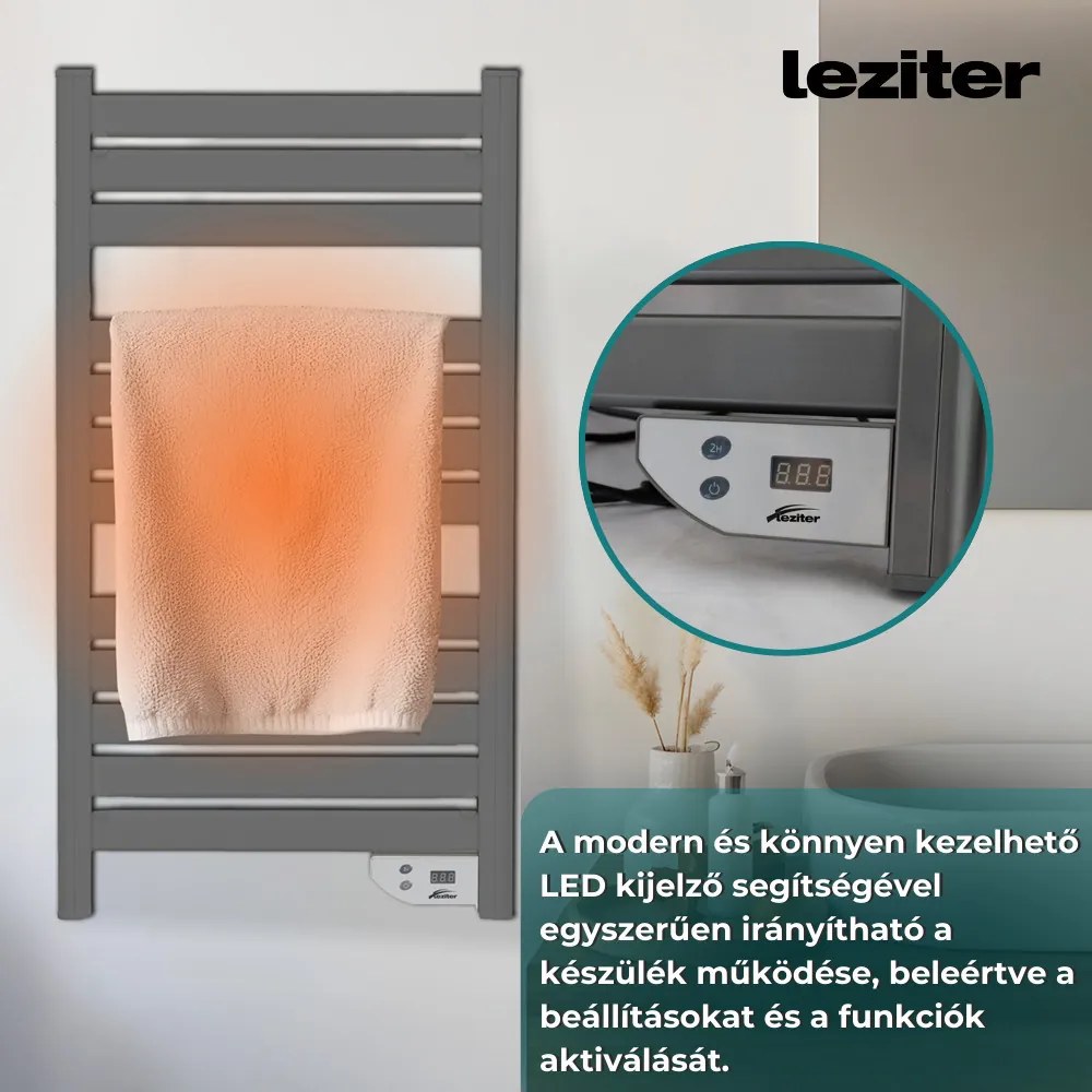 Elektromos törölközőszárító radiátor 500W szürke