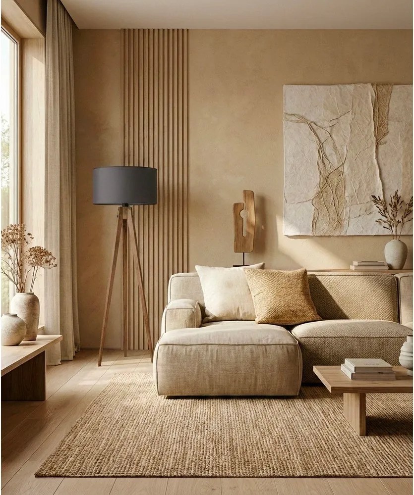 Fekete-barna állólámpa textil búrával (magasság 153 cm) Tripod – Opviq lights