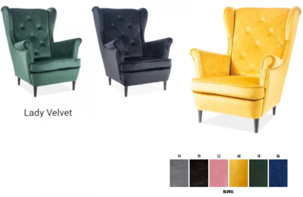 Lady Velvet fotel antik rózsaszín