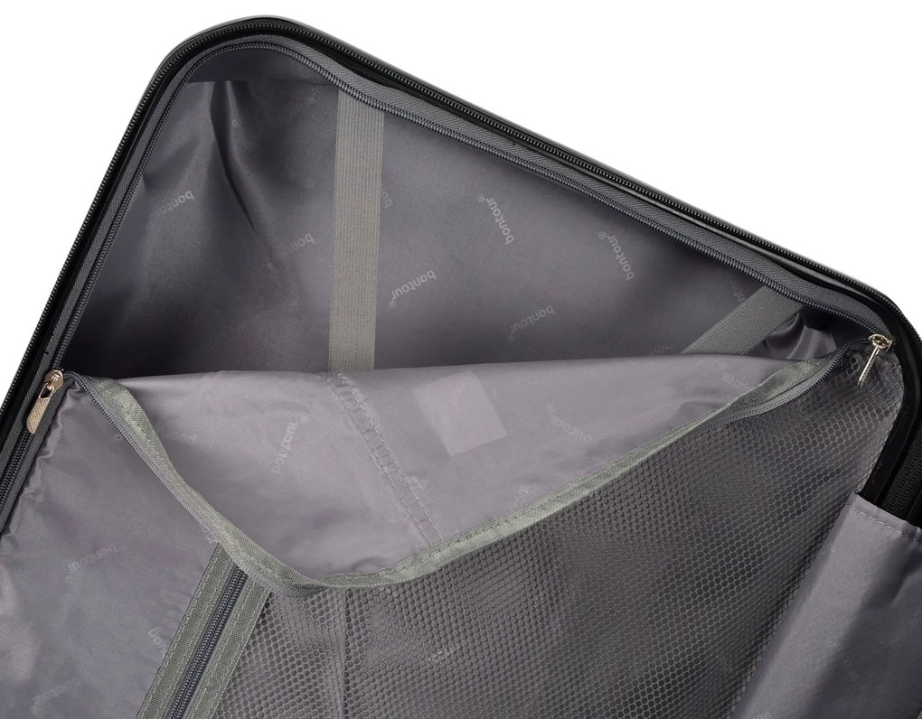 BONTOUR “spinner” nagy duplakerekes gurulós bőrönd, 76x50,5x29,5 cm, fekete