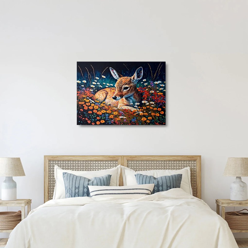 Üveg kép - Festett szarvas (70x50 cm)