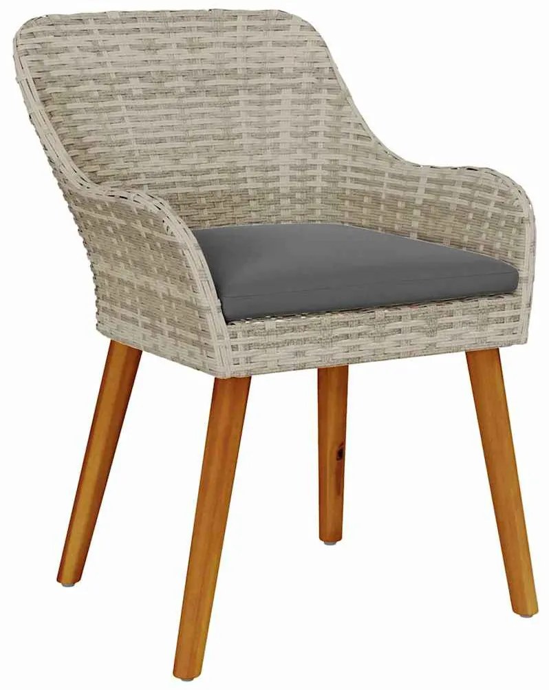 Étkezőgarnitúra 9 pcs Világosszürke Poli rattan