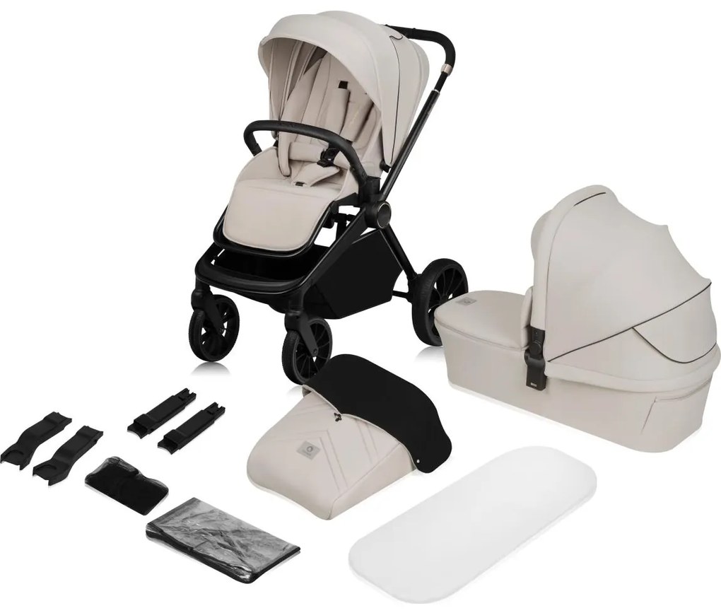 Lionelo - MIKA PLUS 2 az 1-ben kombinált babakocsi, bézs homok