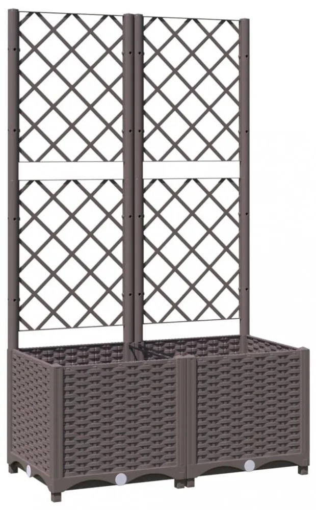 barna polipropilén rácsos kerti ültetőláda 80 x 40 x 136 cm
