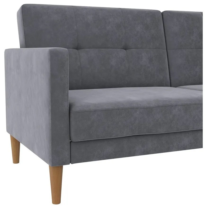 Szürke bársony kinyitható kanapé 207 cm Lilly – Støraa